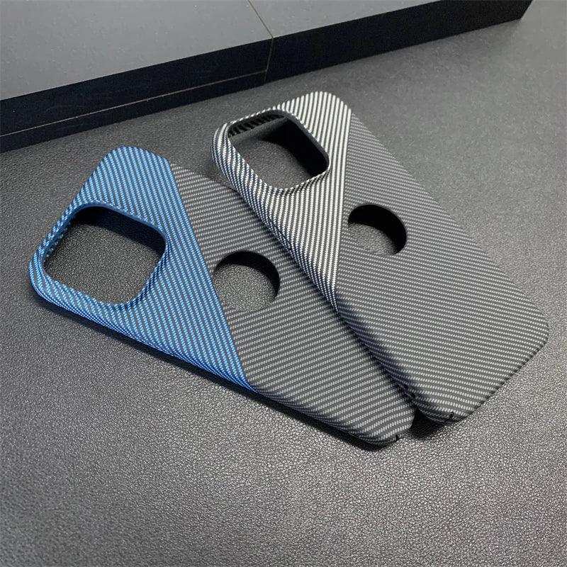 ANYMOB iPhone Case Black Silver Slim Carbon Fiber Stylish Protective Mobile Cover