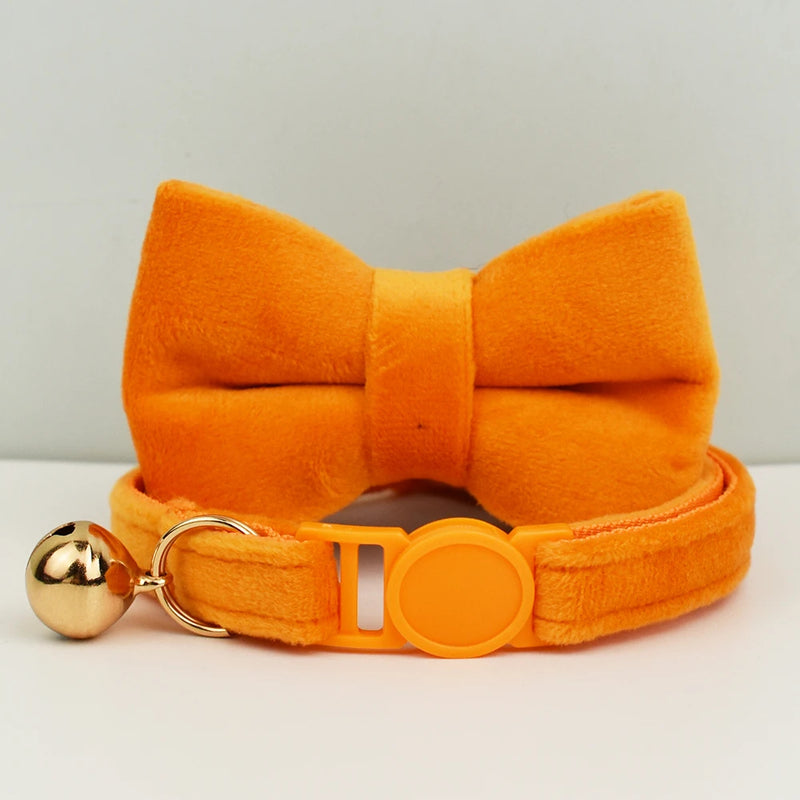 ANYWAGS Cat Collar Orange Bow Small with Safety Buckle, Bell, and Durable Strap Stylish and Comfortable Pet Accessor