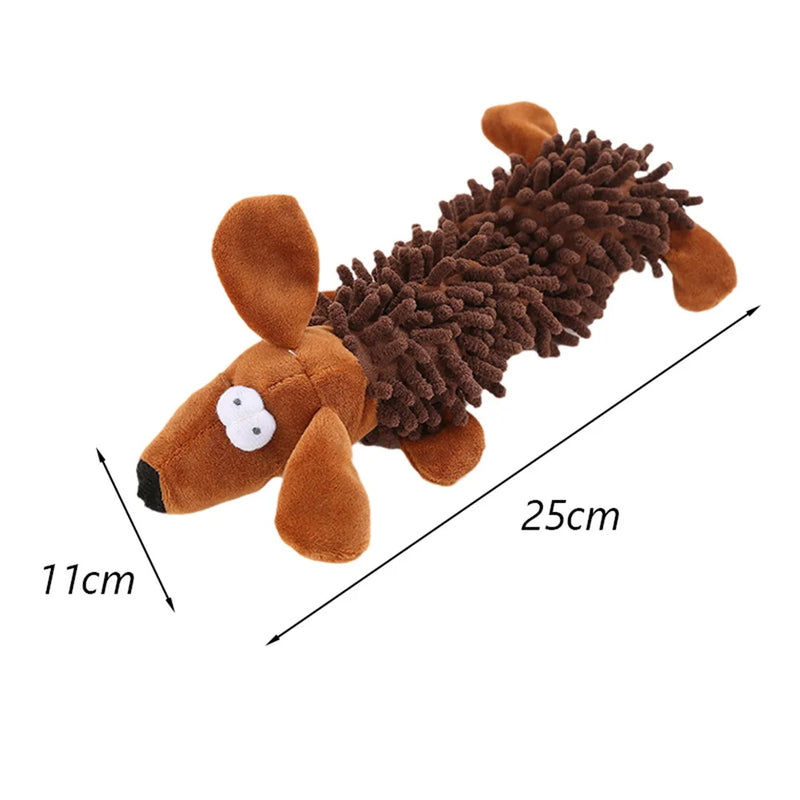 ANYWAGS Pet Toys Brown Plush Squeaky Dog Soft Play Gear