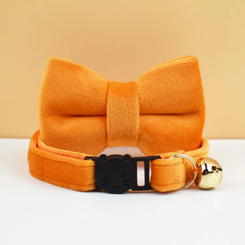 ANYWAGS Cat Collar Sunset Orange Bow Small with Safety Buckle, Bell, and Durable Strap Stylish and Comfortable Pet Accessor