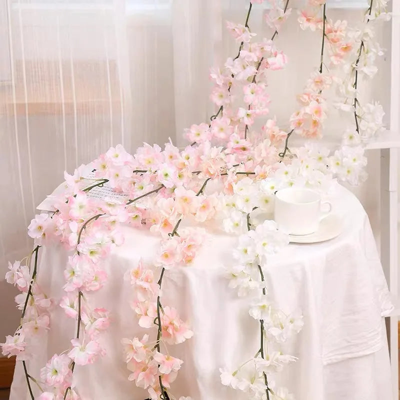 ANYDECO String Gleam Cherry Blossom Pink LED Artificial Hanging Lights for Party Decor