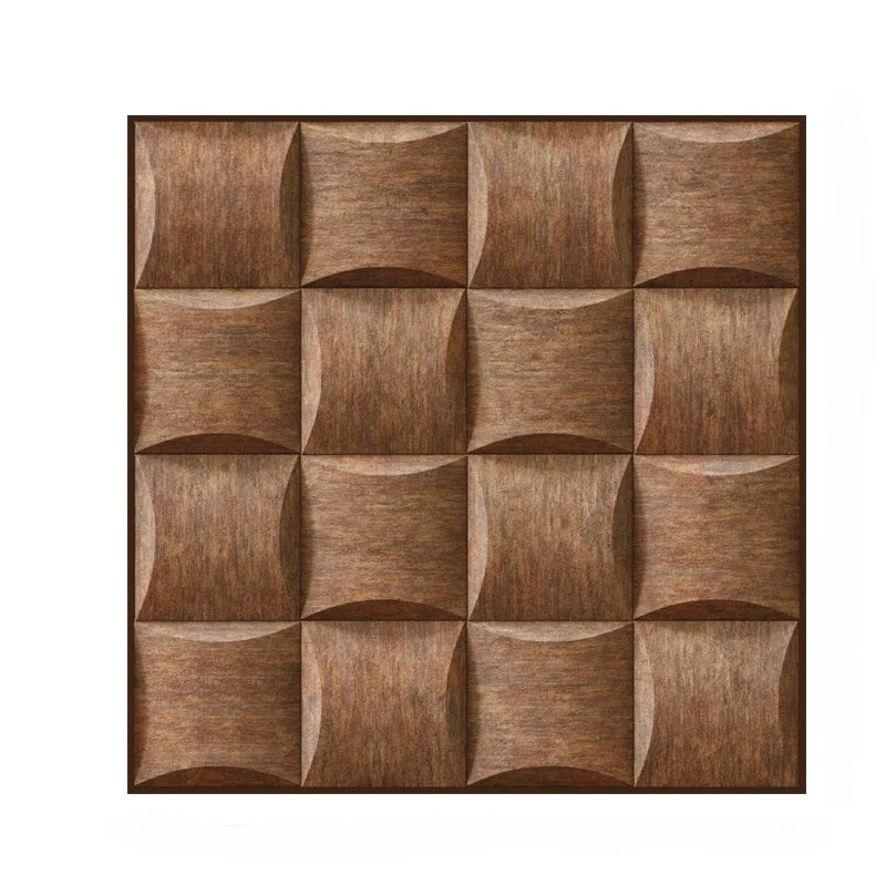 ANYHOUZ 10pcs Brown Vinyl Wall Tile Waved Wood Pattern 3D Waterproof