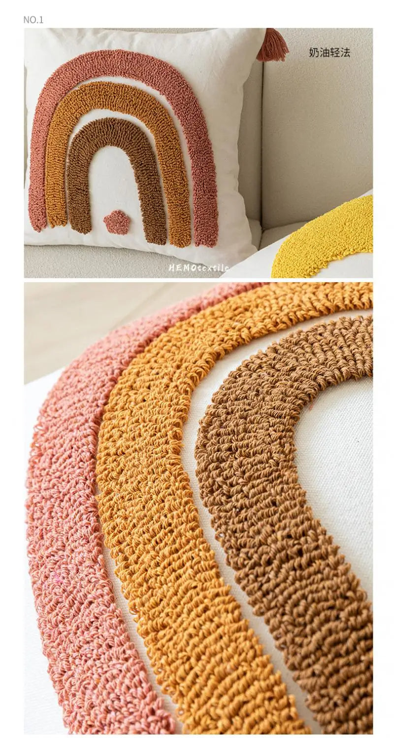 Anypillow Pillowcase White Tassel Tufted Embroidered Decorative Cushion Cover