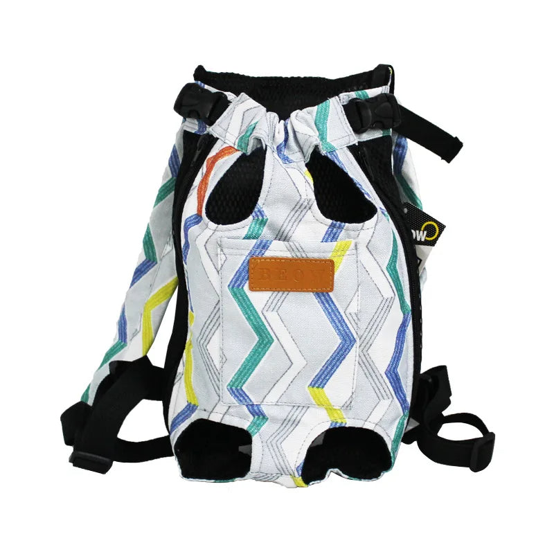 ANYWAGS Pet Carrier ZigZag Pattern Small Denim Breathable Travel Backpack for Small Size Pets with Pockets for Carrying Supplies