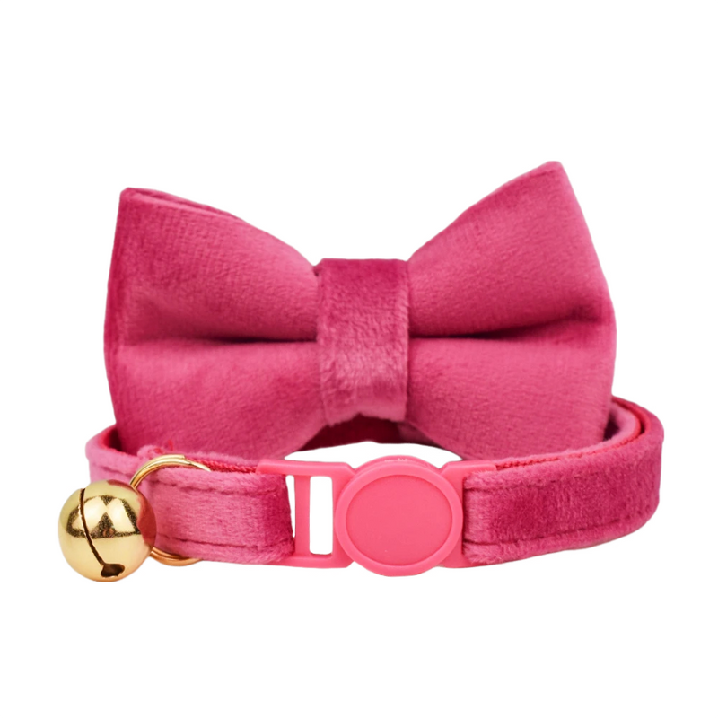 ANYWAGS Cat Collar Dark Pink Bow Large with Safety Buckle, Bell, and Durable Strap Stylish and Comfortable Pet Accessory