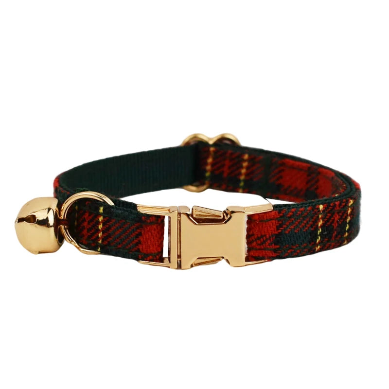 ANYWAGS Cat Collar Checked Black Large with Safety Buckle, Bell, and Durable Strap Stylish and Comfortable Pet Accessory
