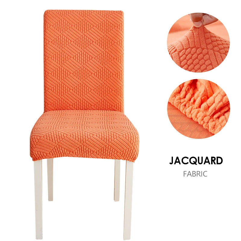 Anyseat Chair Cover Orange Checkered Line Design with Anti-Dirt and Elastic Material for Dining Room Kitchen Wedding Hotel Banquet Restaurant