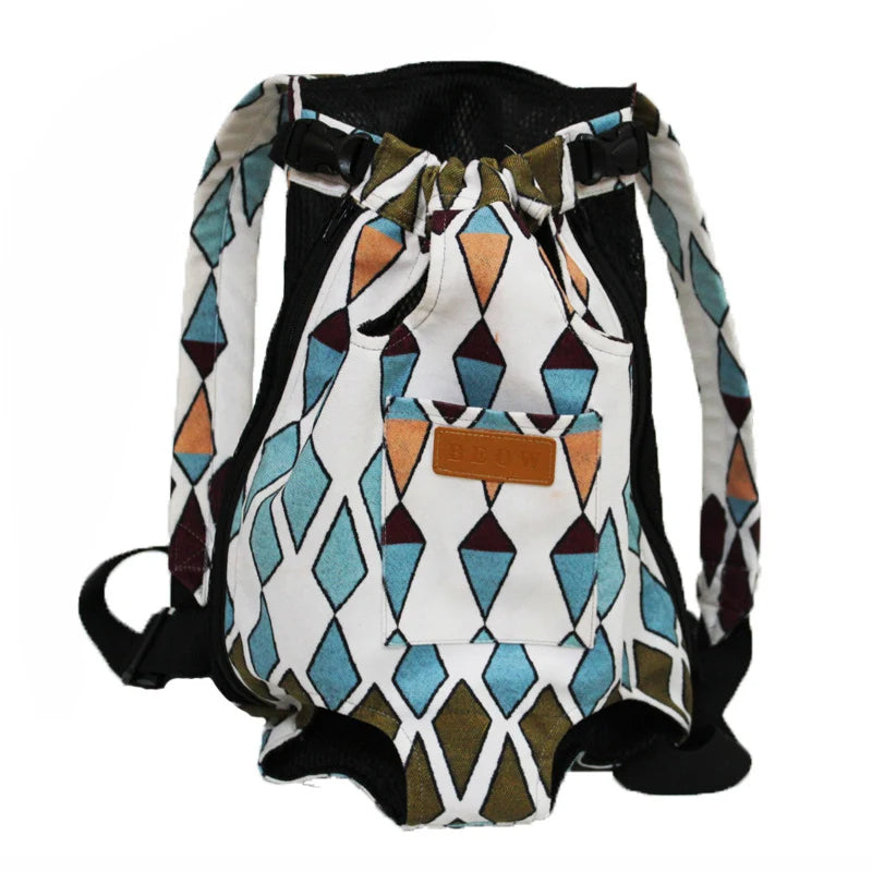 ANYWAGS Pet Carrier Diamond Pattern XL Denim Breathable Travel Backpack for Large XL Pets with Pockets for Carrying Supplies