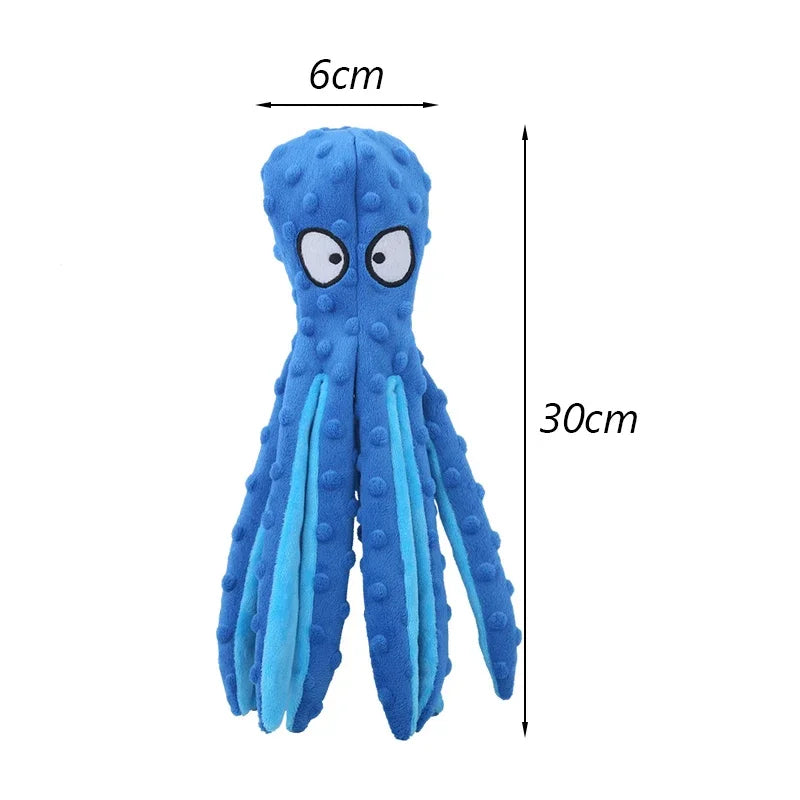 ANYWAGS Pet Toys Blue Plush Octopus Squeaky Teething Chews For Puppies