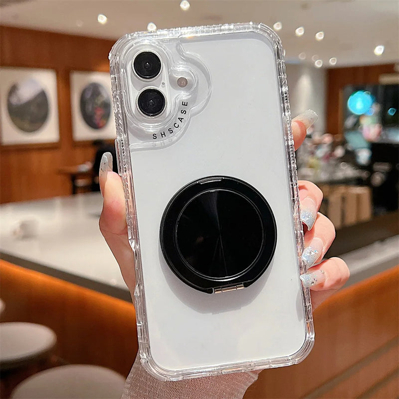 ANYMOB iPhone Case Black Magnetic Rotating Stand Lightweight Clear Rugged Cover