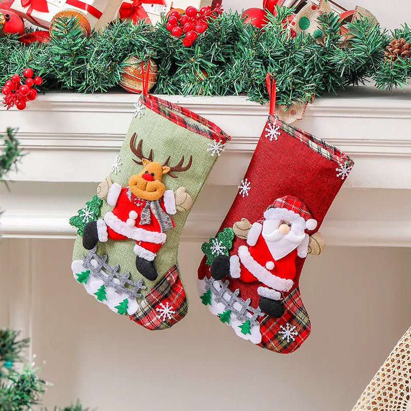 ANYDECO Christmas Stockings Plush Hanging Socks Candy Gift Bag Ornament