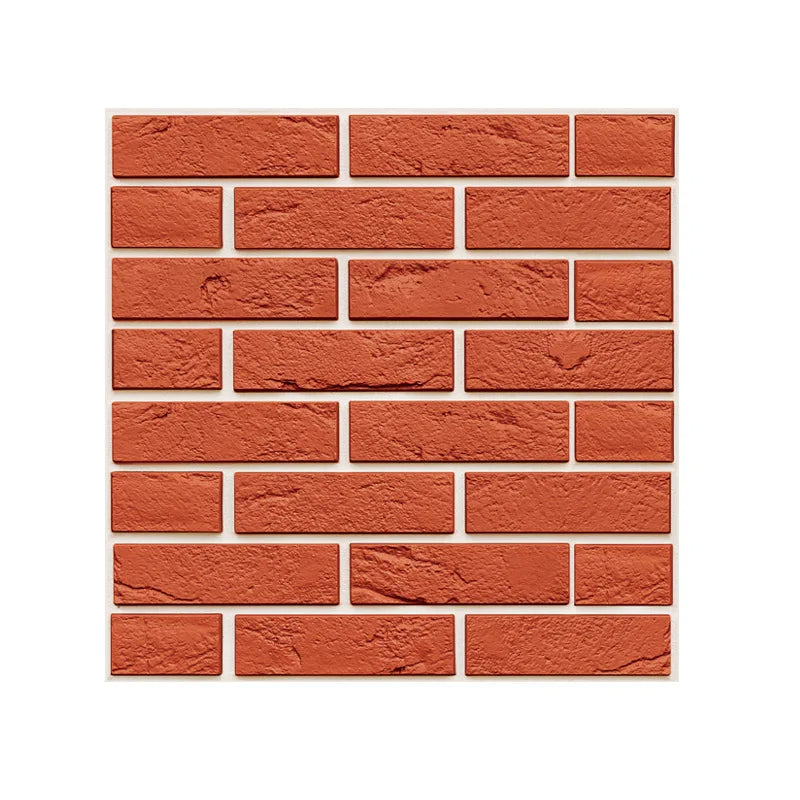 ANYHOUZ 10pcs Red Vinyl Wall Tile Self-Adhesive Brick 3D Waterproof