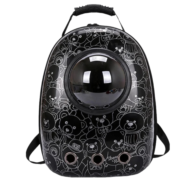 ANYWAGS Pet Carrier Black Bears Print Breathable Space Capsule Travel On the Go Bag For Pet