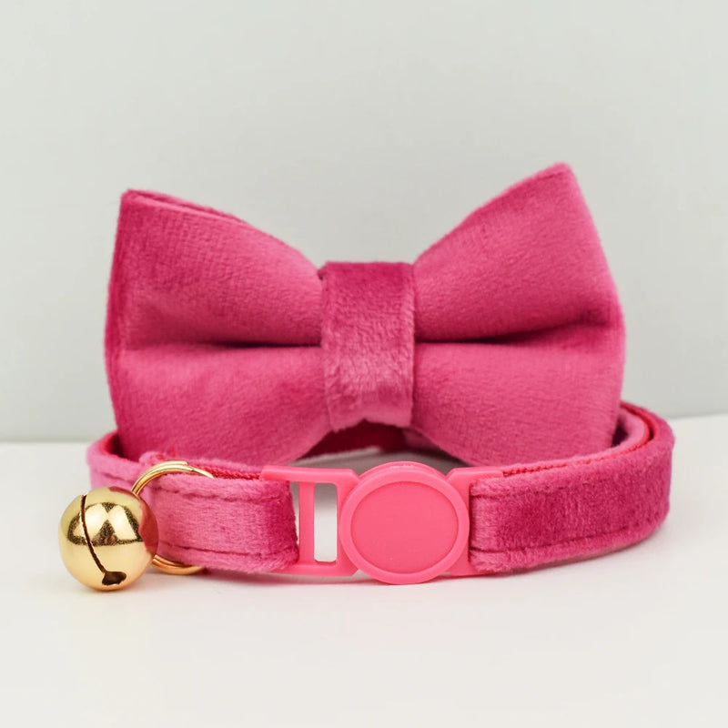 ANYWAGS Cat Collar Dark Pink Bow Small with Safety Buckle, Bell, and Durable Strap Stylish and Comfortable Pet Accessor