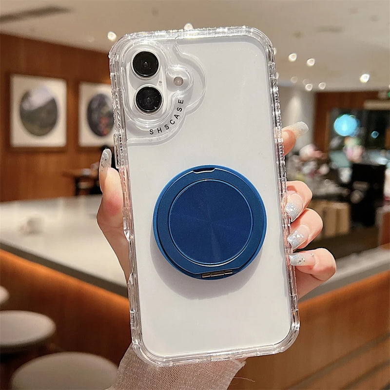 ANYMOB iPhone Case Blue Magnetic Rotating Stand Lightweight Clear Rugged Cover