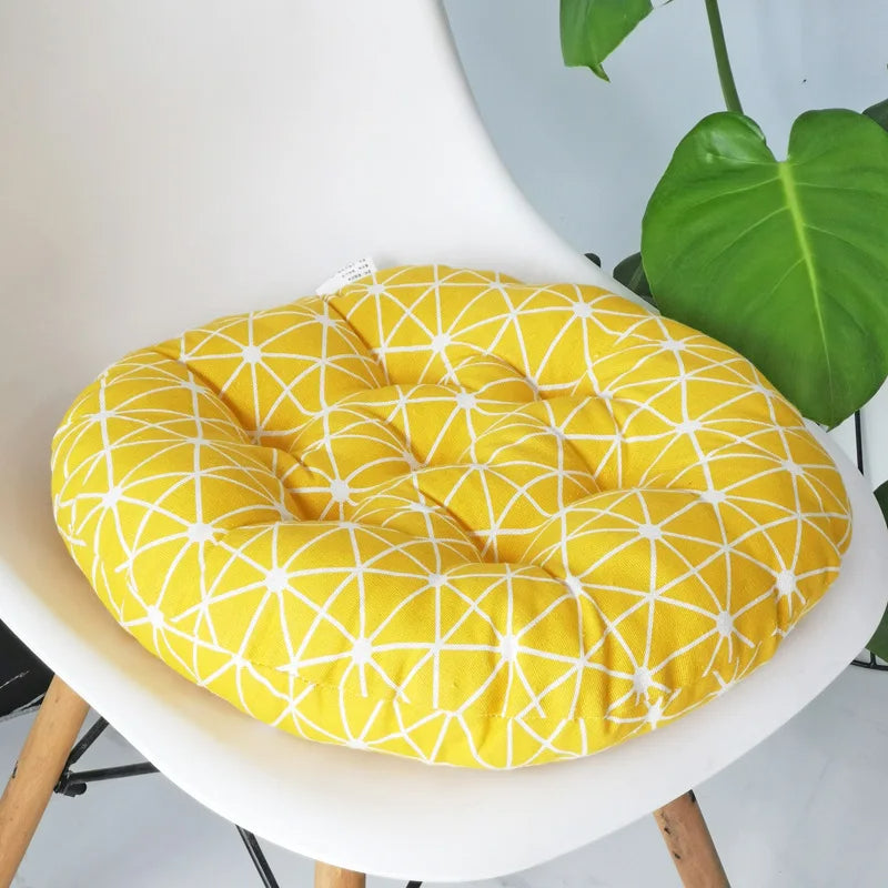 Anypillow Yellow Geometric Round Pillow Soft Cushion