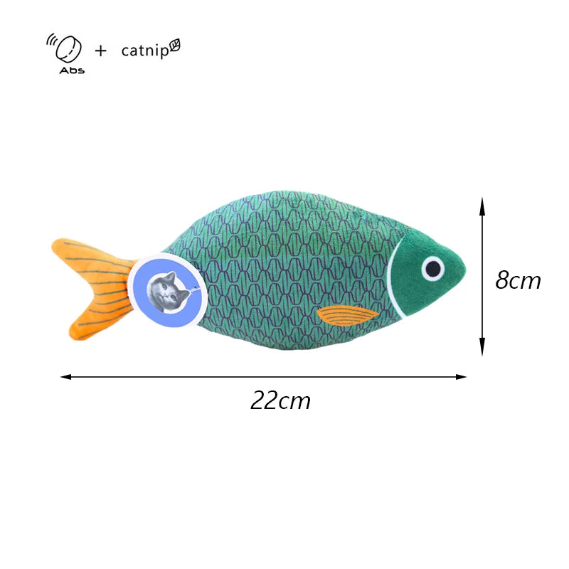 ANYWAGS Pet Toys Green Squeaky Sea Fish Shape Sphynx Plush Cat Accessories