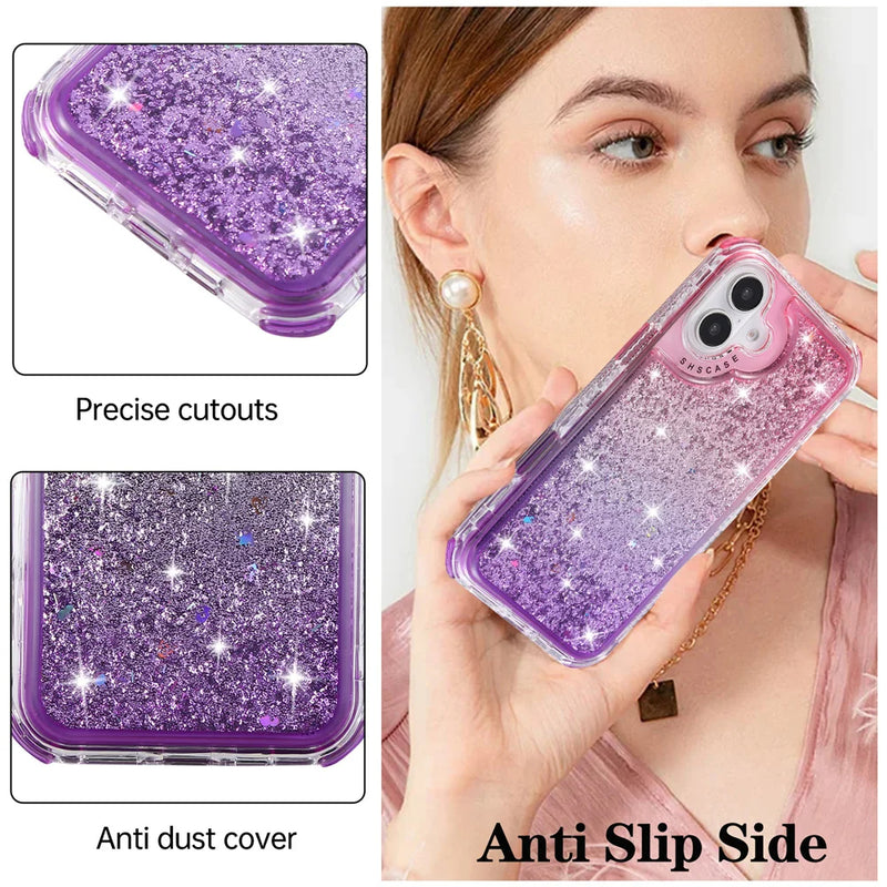 ANYMOB iPhone Case Purple Blue Luxury Gradient Quicksand Shockproof Defender Back Cover