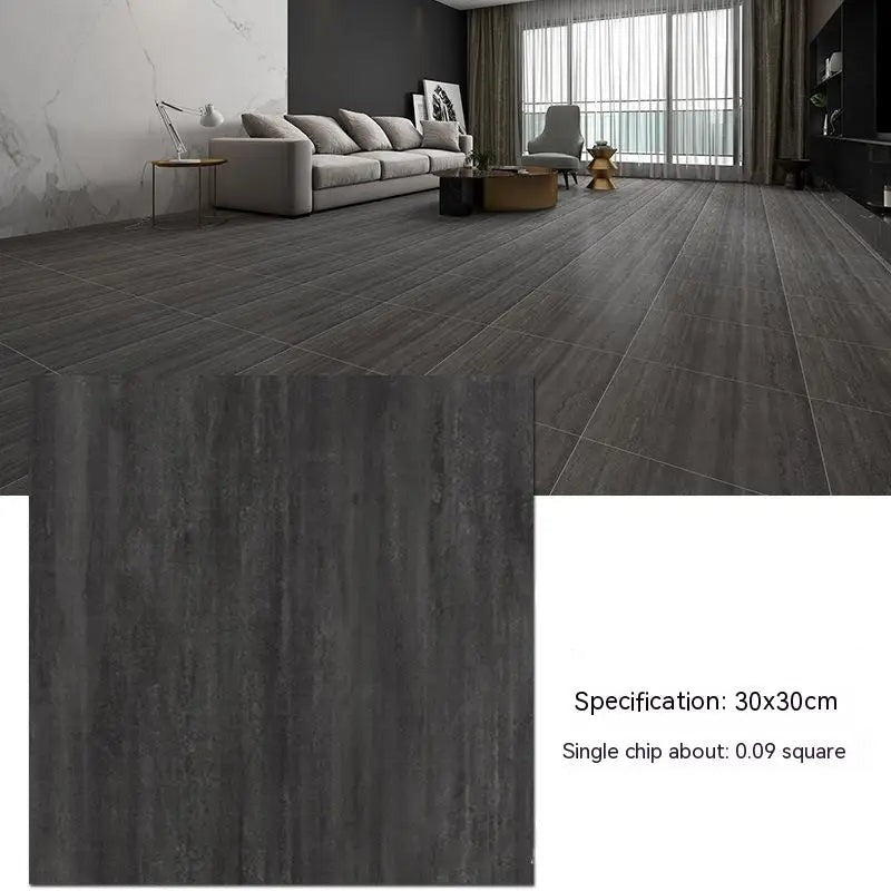 ANYHOUZ 10pcs Vinyl Floor Tile Smudge Black Pattern Waterproof