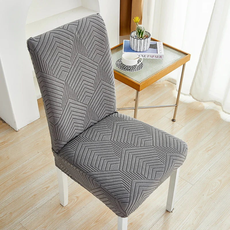 Anyseat Chair Cover Dark Grey Geometric Lines Design with Elastic Material for Dining Room Kitchen Wedding Hotel Banquet Restaurant