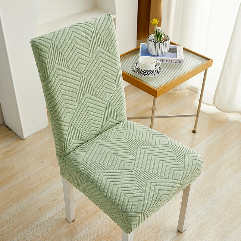 Anyseat Chair Cover Light Green Geometric Lines Design with Elastic Material for Dining Room Kitchen Wedding Hotel Banquet Restaurant