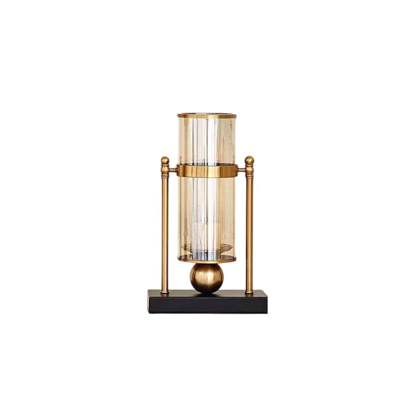 ANYHOUZ Gold Retro Glass Iron Vase Tabletop Decor – Modern Metal Art Ornament for Living Room Display & Home Crafts