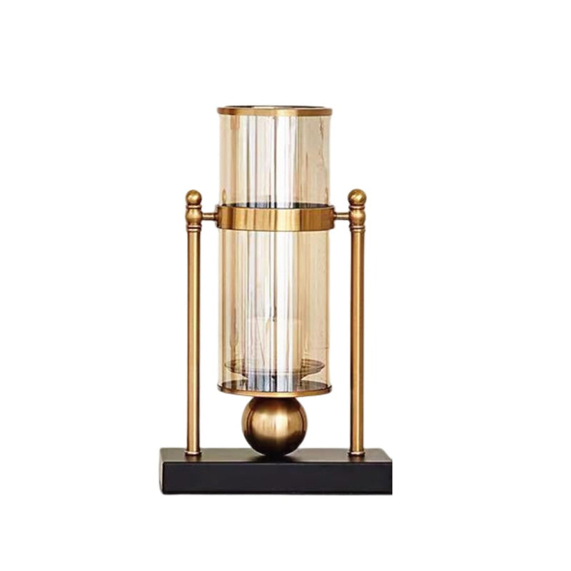 ANYHOUZ Gold Retro Glass Iron Vase Tabletop Decor – Modern Metal Art Ornament for Living Room Display & Home Crafts