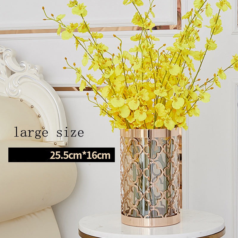 ANYHOUZ Metal Flower Vase for Wedding Centerpiece Tabletop Decor – Modern Metal Art Ornament for Living Room Display & Home Crafts