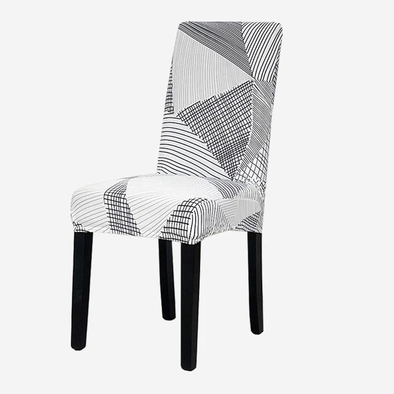 Anyseat Chair Cover White Linear Design with Anti-Dirt and Elastic Material for Dining Room Kitchen Wedding Hotel Banquet Restaurant