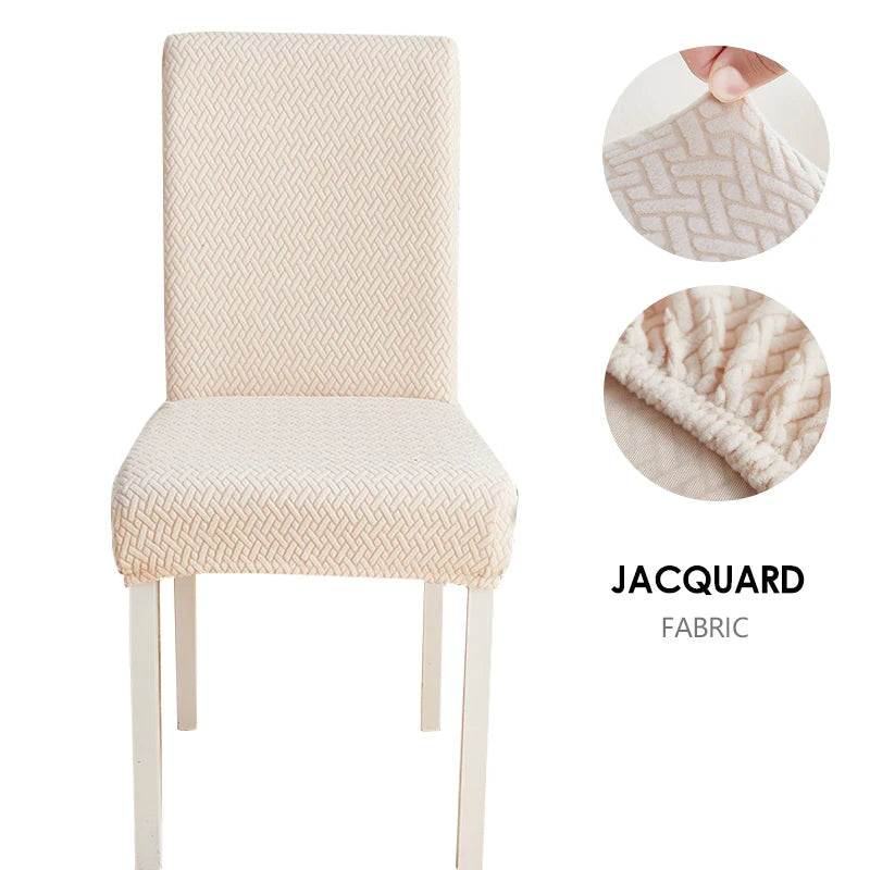 Anyseat Chair Cover Beige Small Knitted Design with Anti-Dirt and Elastic Material for Dining Room Kitchen Wedding Hotel Banquet Restaurant