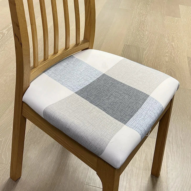 Anyseat  Chair Cover Beige Light Blue Simple Pattern Stretch Seat Cover for Home Dinning Kitchen Washable Removable
