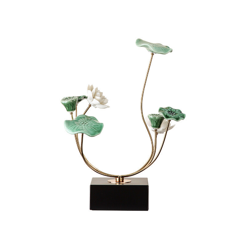 ANYHOUZ Lotus Tabletop Decor – Modern Metal Art Ornament for Living Room Display & Home Crafts