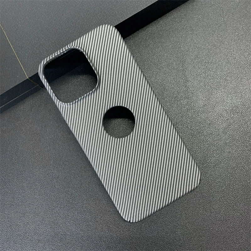 ANYMOB iPhone Case Silver Slim Carbon Fiber Stylish Protective Mobile Cover