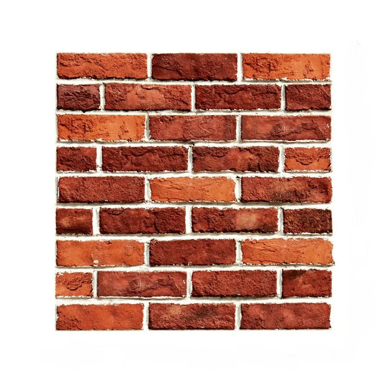 ANYHOUZ 10pcs Red Vinyl Wall Tile Textured Brick Pattern 3D Waterproof