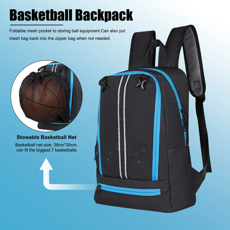 ANYPACK Basketball Backpack Black Large Capacity Sports Bag With Ball Compartment Durable Design For Gym Travel And Outdoor Training