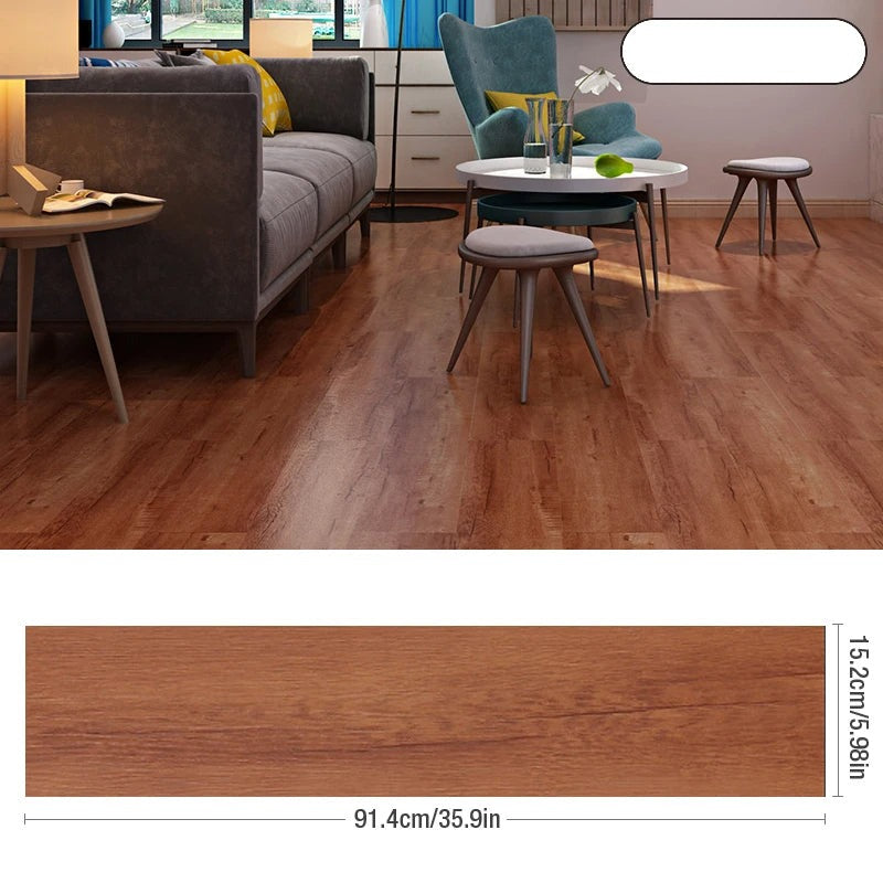 ANYHOUZ 20pcs Red Oak Vinyl Floor Tile Wood Grain 3D Waterproof