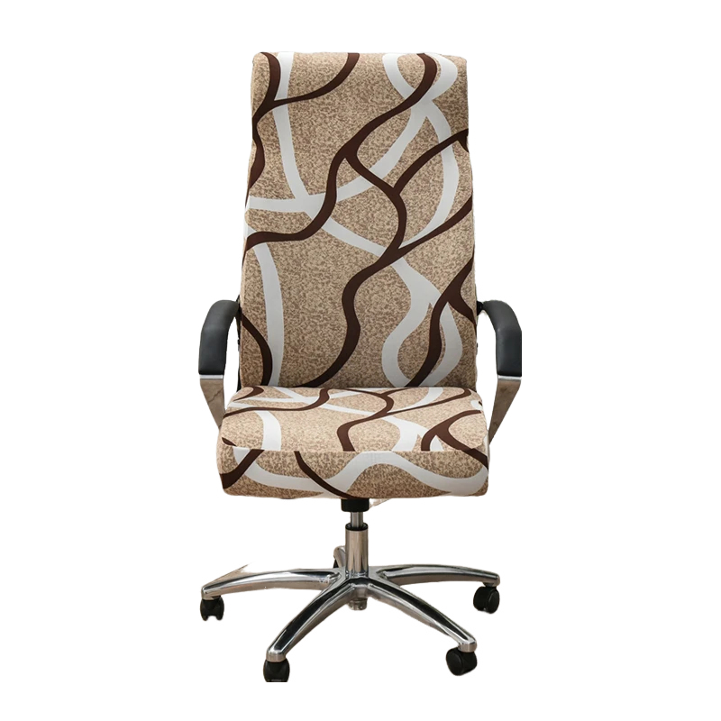 Anyseat Office Chair Cover Brown Wave Line Medium Non-Slip Rotating Seat Case Universal Armrest Chair Protector