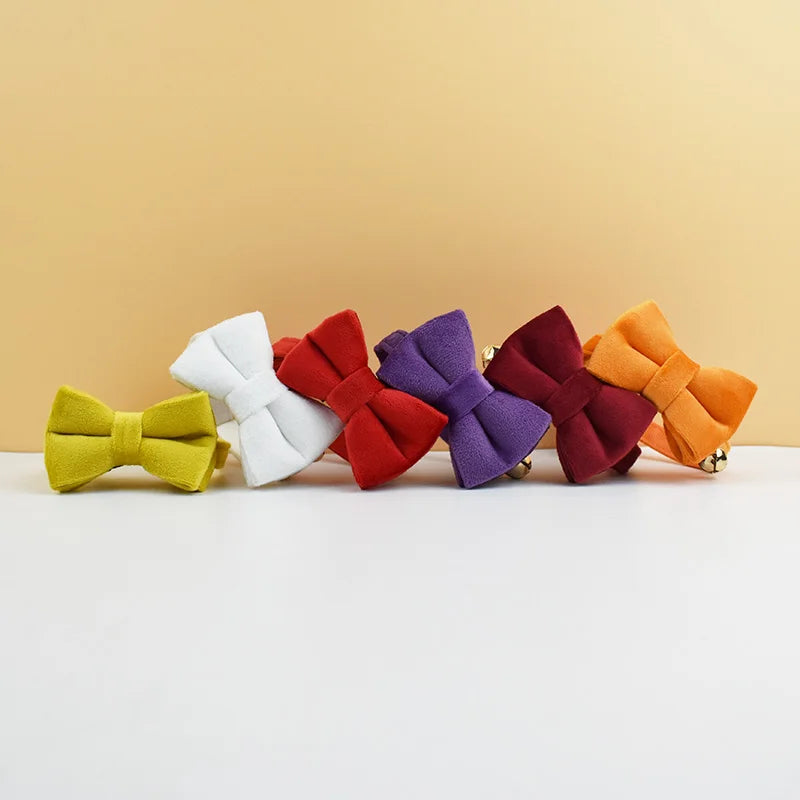 ANYWAGS Cat Collar Mustard Yellow Small Bow with Safety Buckle, Bell, and Durable Strap Stylish and Comfortable Pet Accessory