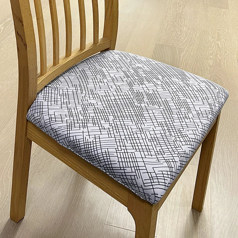 Anyseat Chair Cover Grey Random Lines Print Stretch Seat Cover for Home Dinning Kitchen Washable Removable