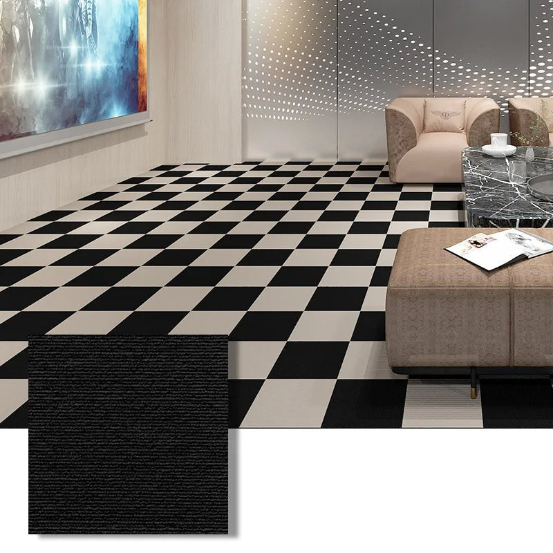ANYHOUZ 10pcs Vinyl Floor Tile Black Anti-Slip Self Adhesive