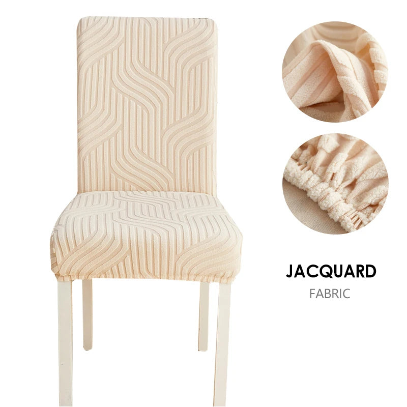 Anyseat Chair Cover Beige Linear Design with Anti-Dirt and Elastic Material for Dining Room Kitchen Wedding Hotel Banquet Restaurant