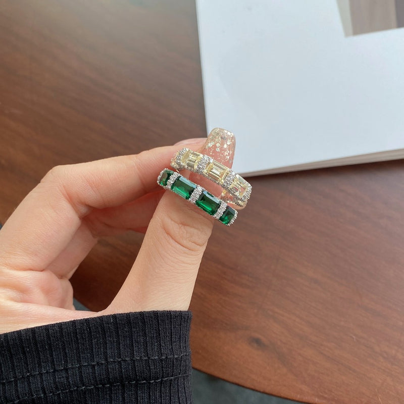 Anyyou Ring CZ 5A 925 Sterling Silver Green Diamond Wedding Ring Eternity Bands Engagement Rings Women Wholesale Jewelry