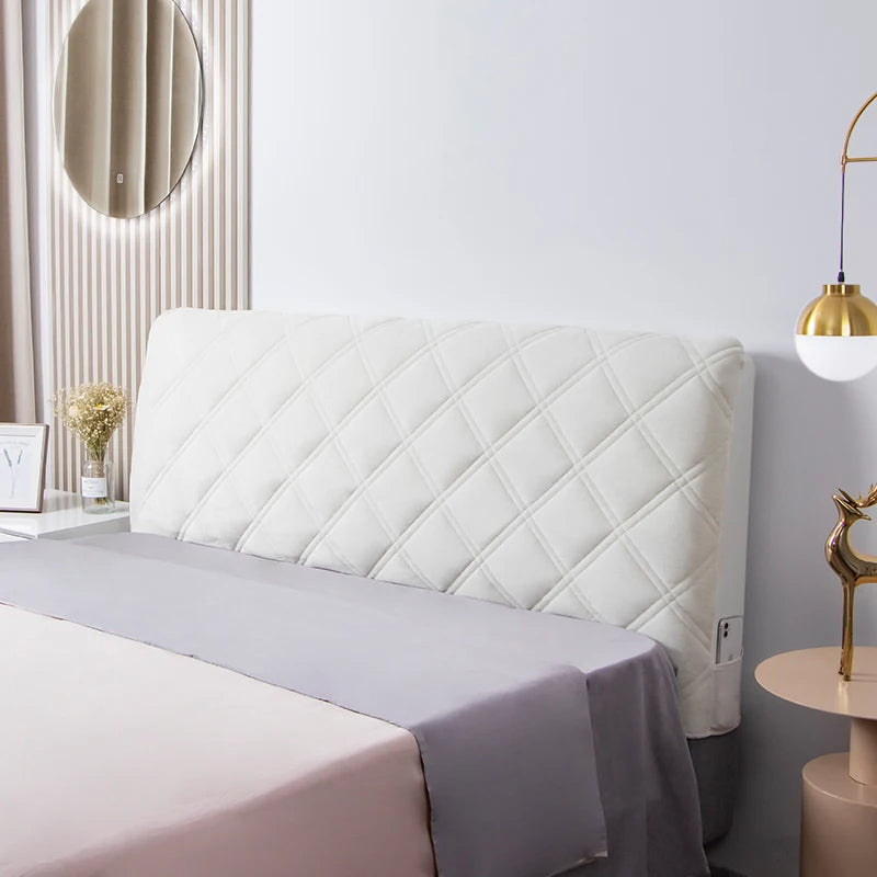 Anycozy Headboard Cover Off White Criss Cross Pattern Super Soft Smooth Quilted Velvet Bed Back Dust Protector Cover 200x70cm