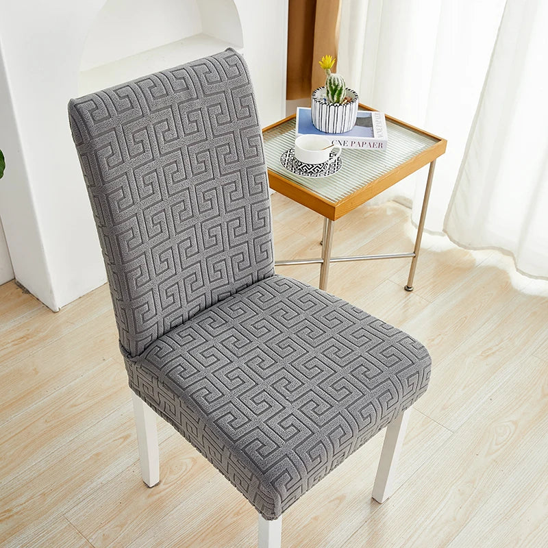 Anyseat Chair Cover Dark Grey Square Geometric Design with Elastic Material for Dining Room Kitchen Wedding Hotel Banquet Restaurant