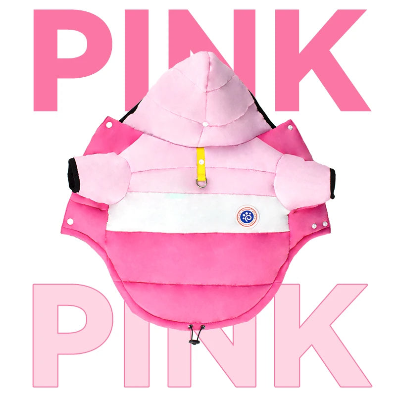 ANYWAGS Pet Clothes Pink White Warm Cotton Coat with Arms Sleeves and Hoodie for Cosplay and Cold Weathers