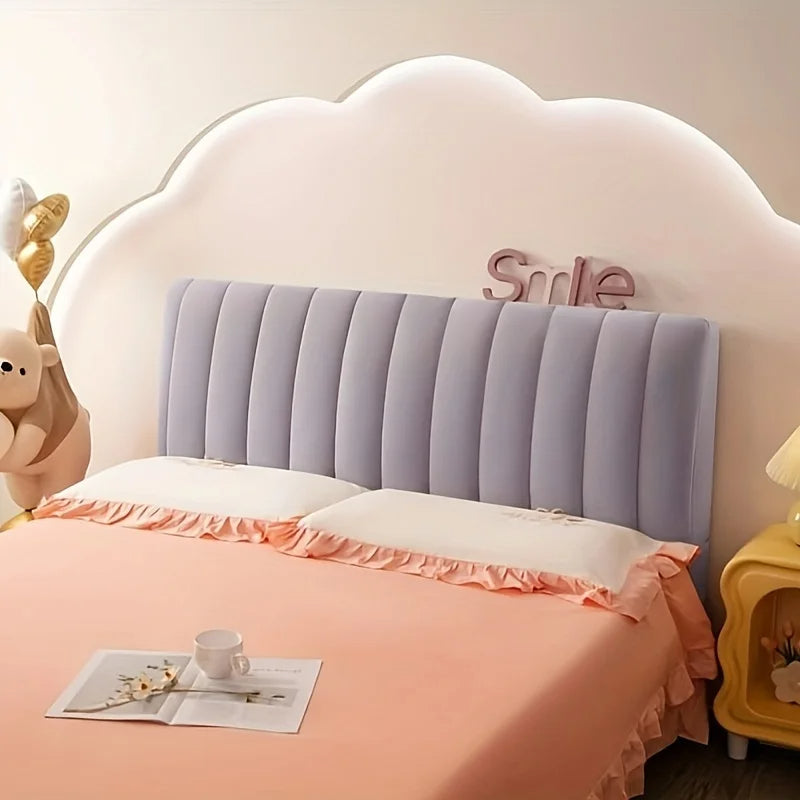 Anycozy  Headboard Cover Light Gray Short Plush Super Soft Smooth Quilted Velvet Bed Back Dust Protector Cover 170x70cm