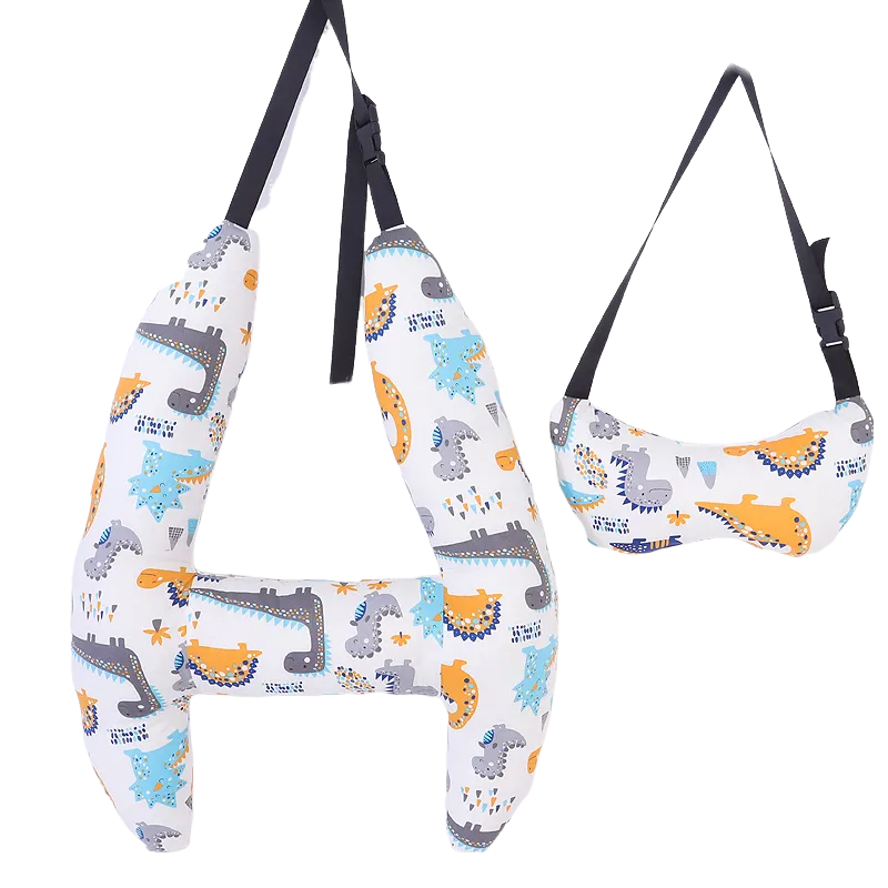 Anypillow Car Travel Pillow White Dinosaur 1 Set for Kids and Adult Neck Head Support H-Shape Travel Pillow