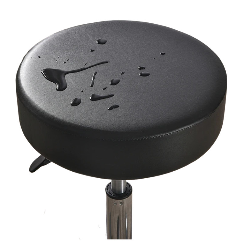 ANYHOUX Barstool Cushion Cover Black Elastic Bands Slipcover for Swivel Chair Barstool Washable PU Leather Cushion Cover