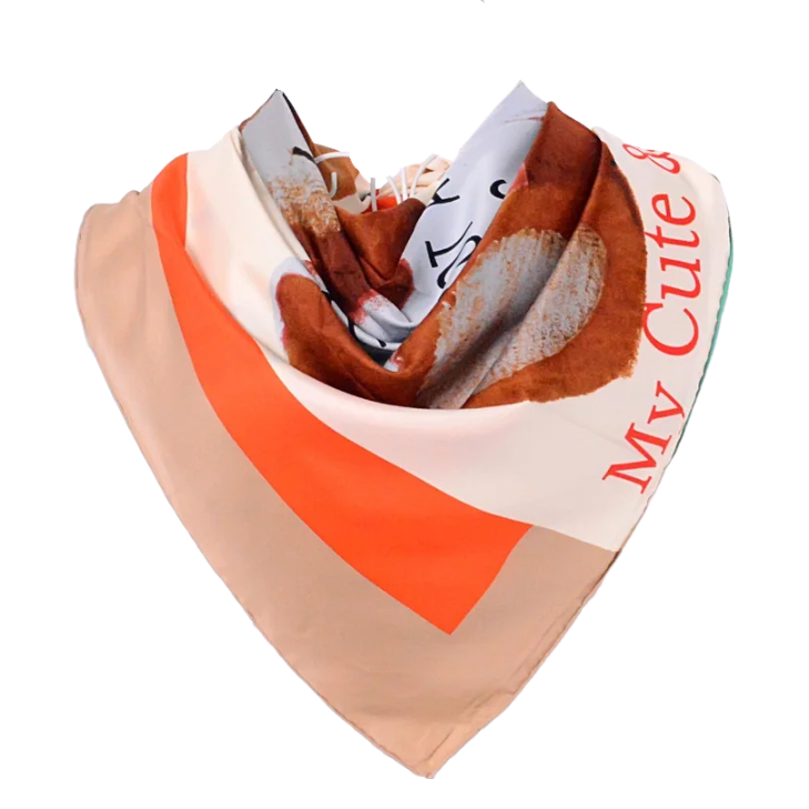 Anyyou Scarf for Women Khaki Lovely Bear Letters Twill Scarves Wraps Ladies Fashion Autumn Winter 90*90cm Dark Pink Silk Shawl