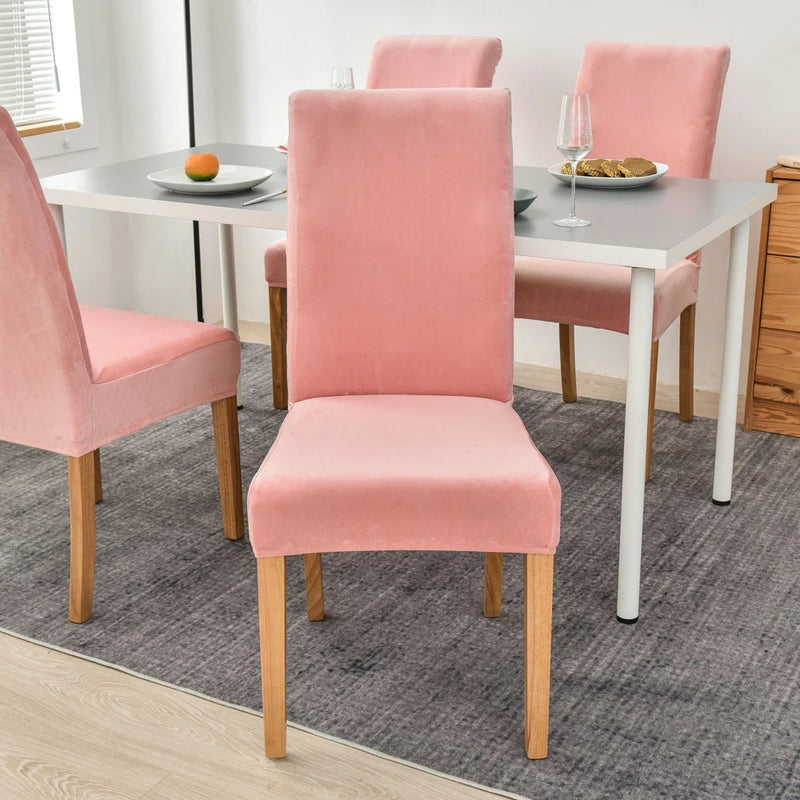 Anyseat Pink Velvet Stretch Chair Cover for Dining Room